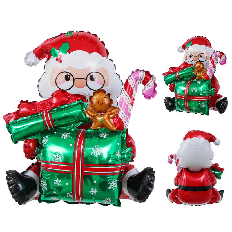 Merry Christmas Foil Balloon Set – Santa Snowman Christmas Tree Elk Cartoon Party Decorations Supplies