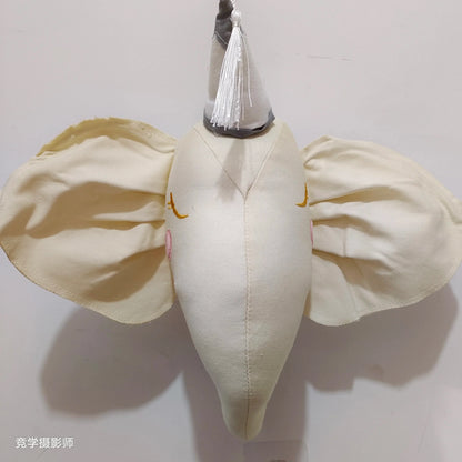 Handmade 3D Felt Animal Heads — Elephant & Swan Wall Hanging Decor for Nursery & Kids’ Bedroom