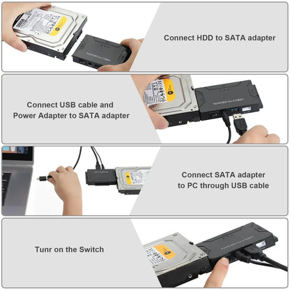 USB 3.0 to SATA IDE Adapter Cable – 3-in-1 Converter for 3.5/2.5 inch HDD/SSD, CD/DVD ROM, CD-RW