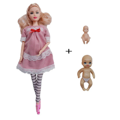 Educational Pregnant Doll Toy for Children – Includes Two Babies, Random Shoes & Fashion Clothes, Gift for Girls Games