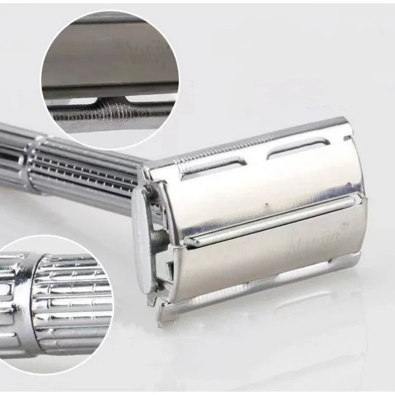Men's Folding Shaving Razor – Stainless Steel Straight Razor with Blade Holder for Facial Hair, Barber Shaving Tool