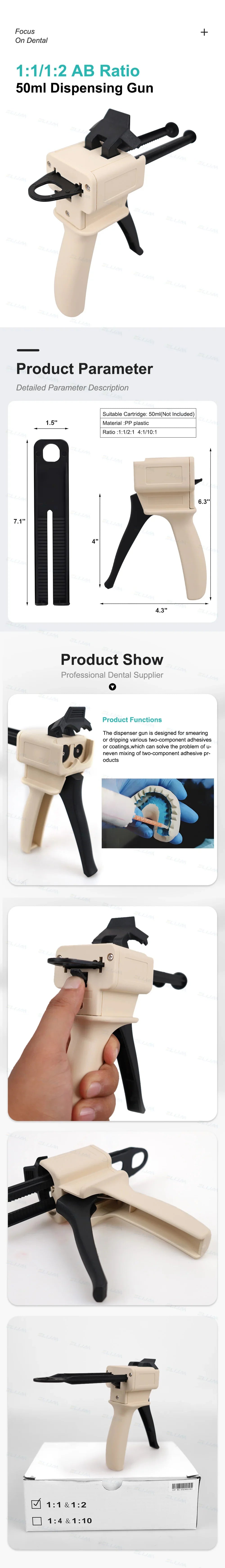 Dental Impression Mixing & Dispensing Gun – 4:1/10:1 Silicone Rubber Dispenser for Dentist Tools, Denspay Universal Gun