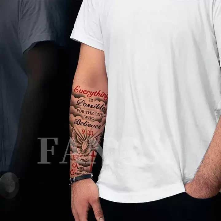 Anything Is Possible Temporary Tattoo - Waterproof Inspirational Letter Body Art Sticker for Men