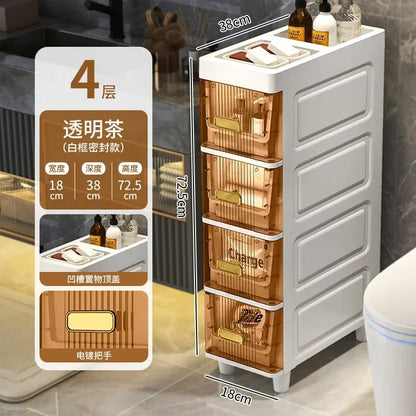 Transparent Bathroom Storage Cabinet – Luxury Visible Light Floor-Mounted Dustproof Narrow Organizer