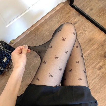 Red Heart Print Silk Stockings — Sexy Nylon Tights for Women, Girls’ Christmas Gift & Nightclub Hosiery