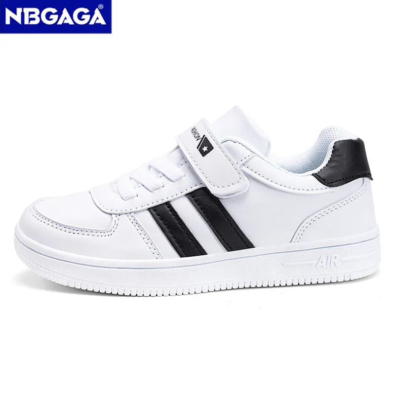 Kids White Sneakers — Boys & Girls Sport Casual Shoes, Non-Slip School Walking & Running Shoes, Sizes 28-39