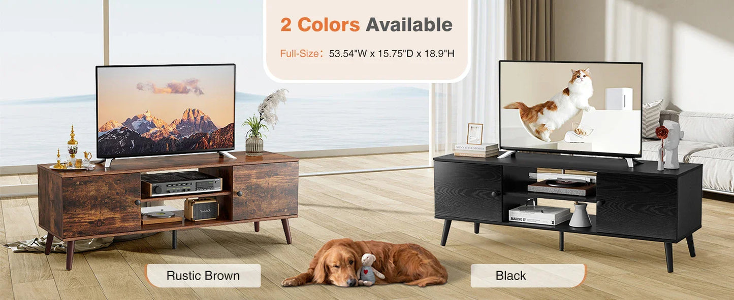 Wooden Fireplace TV Stand for 60 Inch TV – Living Room Entertainment Center with Adjustable Shelf & 2 Storage Cabinets