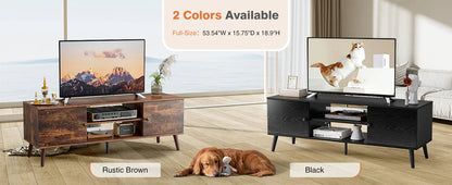 Wooden Fireplace TV Stand for 60 Inch TV – Living Room Entertainment Center with Adjustable Shelf & 2 Storage Cabinets