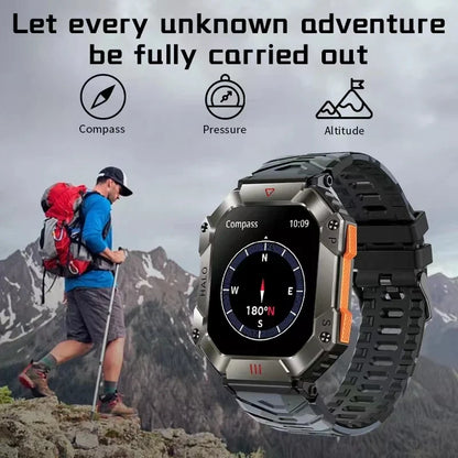 2024 Military-Grade Men's Smart Watch - GPS, Compass, Weather Tracking, AI Voice, 120+ Sports Modes, 620mAh Battery for Outdoor Activities