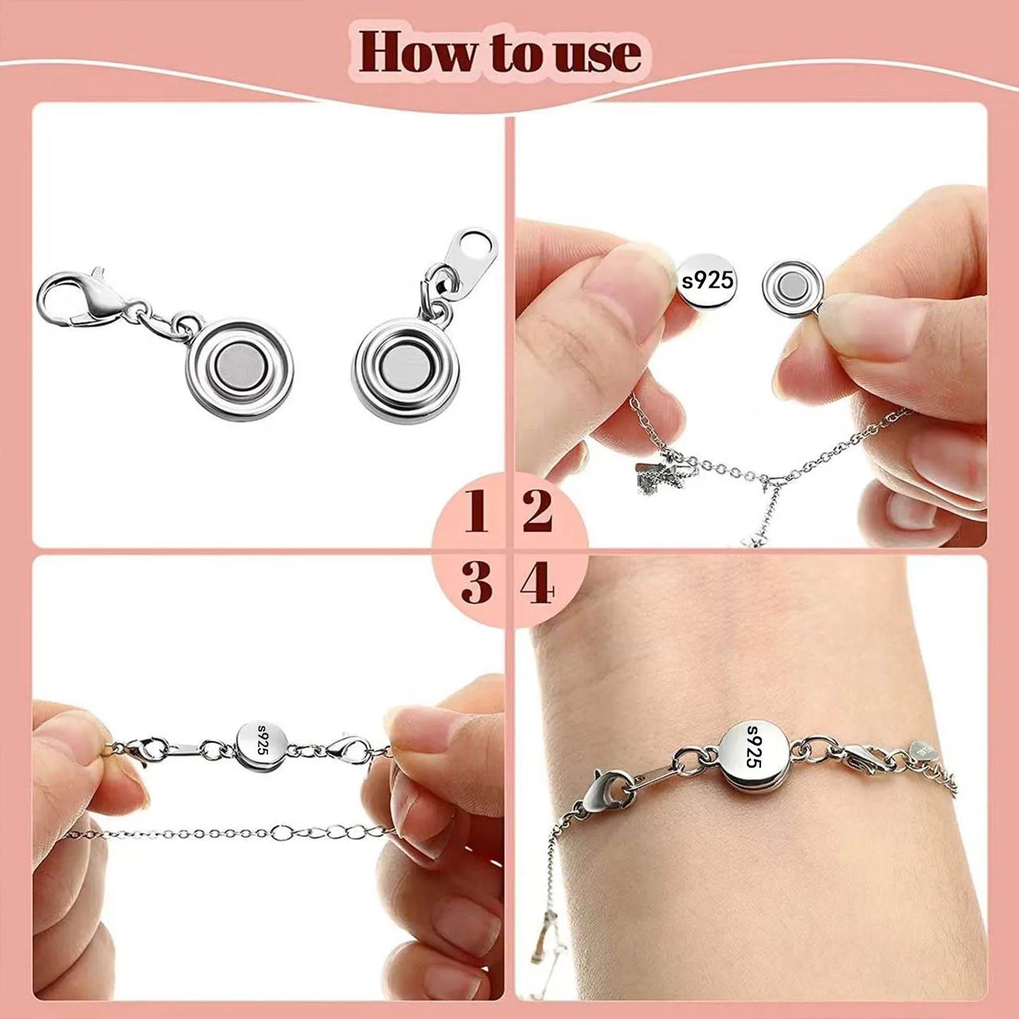 925 Silver Magnetic Jewelry Clasp - Round Necklace Closure & Clasp Converter for DIY Jewelry Making