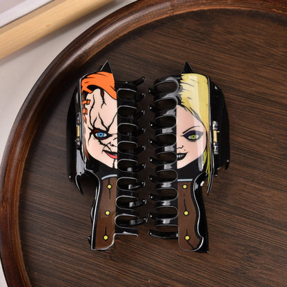 New Horror Series Hair Clips — Acrylic Claw Clips with Clown, Crab, and Shark Designs, Halloween Hair Accessories for Women