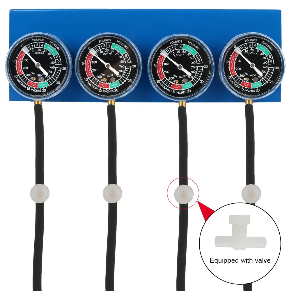 2/4 Cylinder Motorcycle Carburetor Synchronizer Kit — Ignition Tester & Balancer Gauge Set for Motorbike Diagnostics