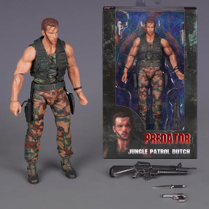 2026 NECA Predator Jungle Extraction Dutch Action Figure – Arnold Schwarzenegger Collectible Statue Model Desktop Decoration Toy Gift