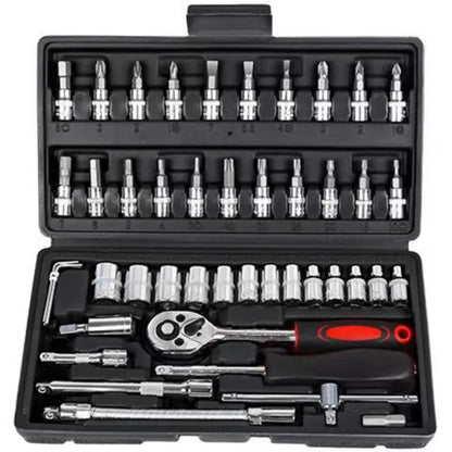 46-Piece Auto Repair Ratchet Wrench Tool Set – Vehicle Socket & Maintenance Toolbox Kit