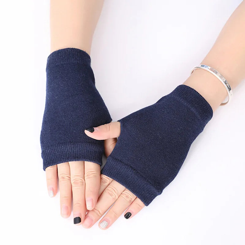 Women’s Stylish Winter Fingerless Gloves — Hand Warmer Arm Crochet Knitting Faux Wool Mittens with Twist Pattern