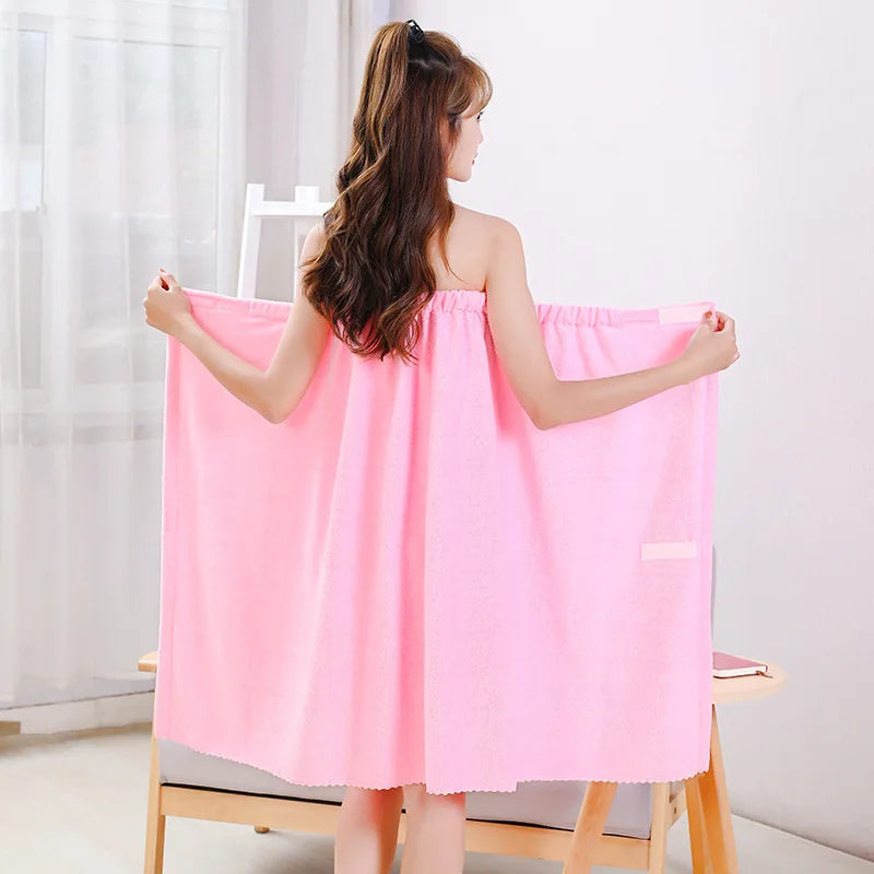 Women’s Fast Drying Wearable Bath Towel Wrap – Soft Microfiber Spa Bathrobe with Bowknot for Shower, Beach & Bathroom