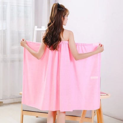 New Coral Velvet Bath Skirt – Soft, Absorbent, Thickened Wearable Bath Towel with Elastic Edge for Women, Quick Dry