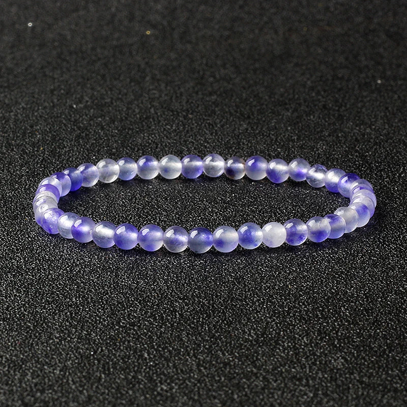 4mm Natural Stone Bead Stretch Bracelet for Men & Women – Agate Lava Handmade Reiki Crystal Jewelry