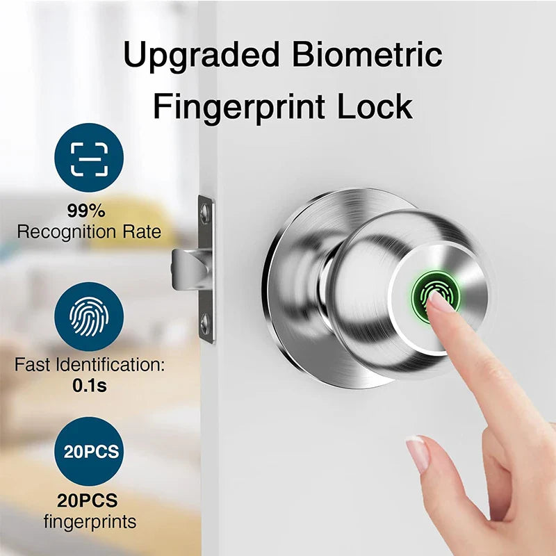 CIEPOJIET Bluetooth Fingerprint Smart Lock – Keyless Tuya App Door Lock with Fingerprint Access