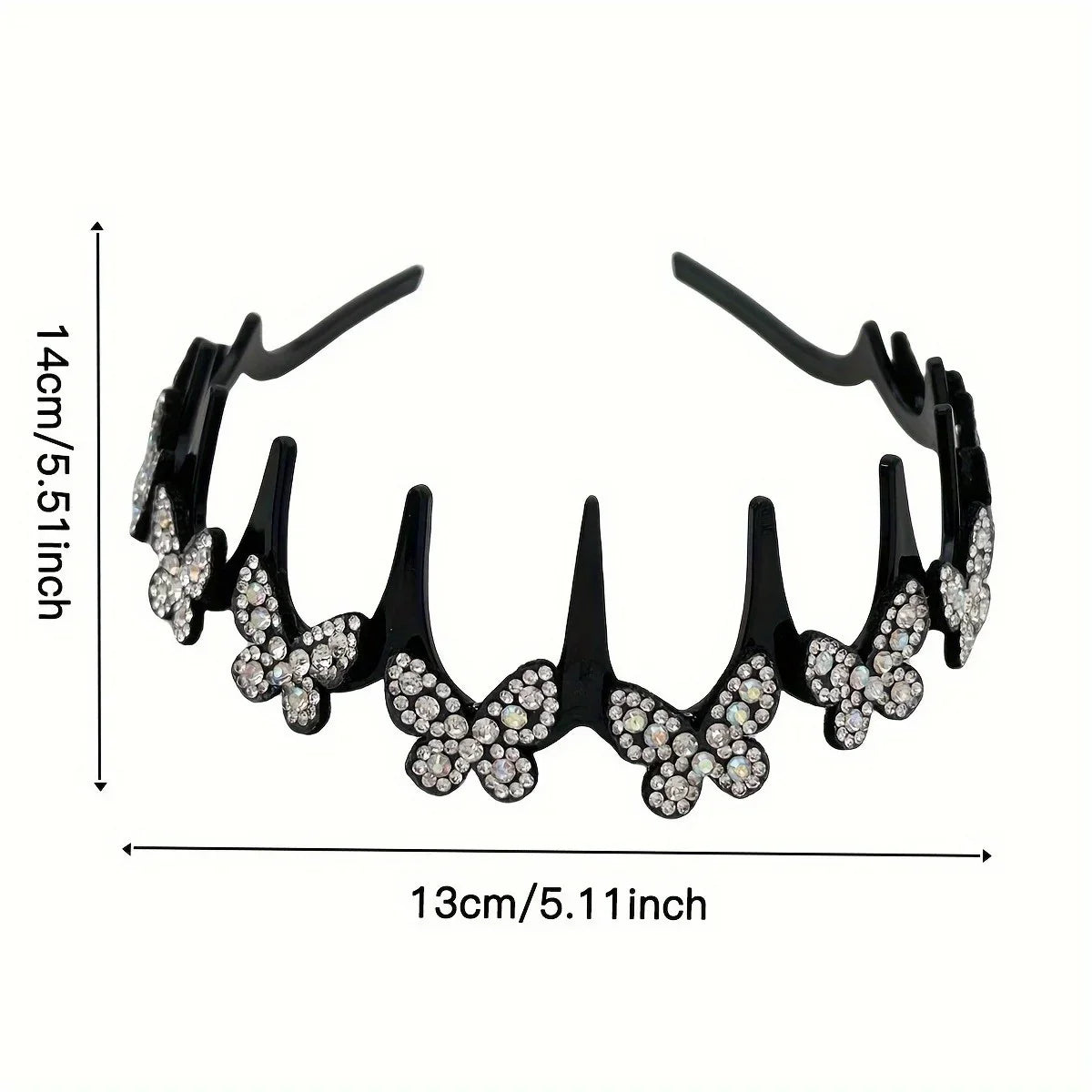 Rhinestone Butterfly Wavy Headband - Stylish Flyaway Hair Holder for Women & Teens