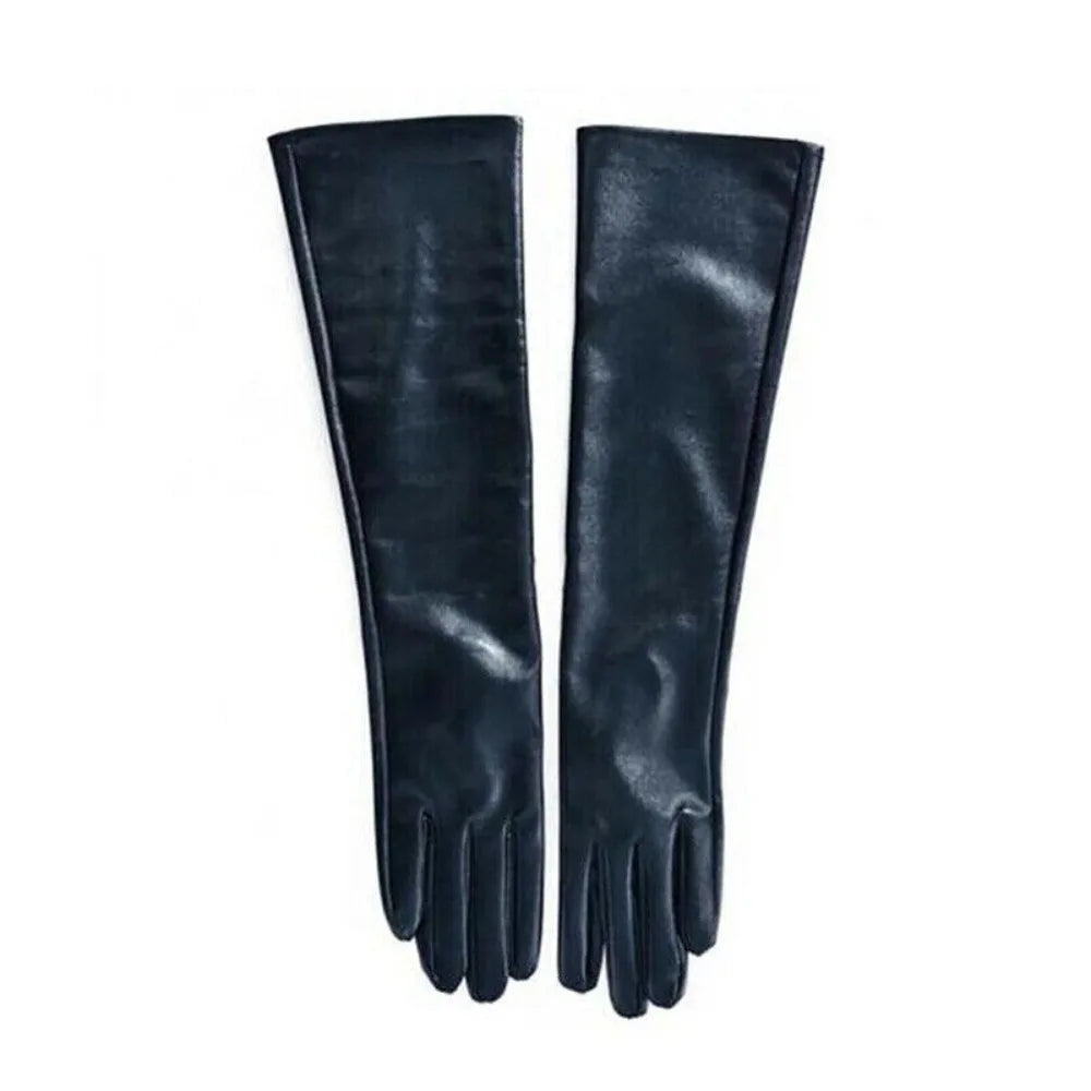 Fashion Women’s Long Leather Gloves – Warm Winter Elbow-Length Soft Lined Evening Party Gloves High Quality Stylish Handwear