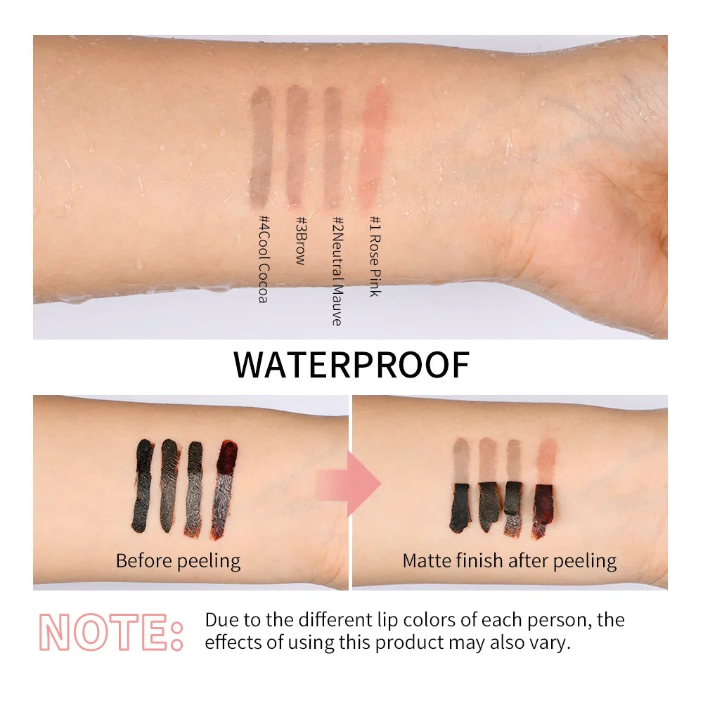 Waterproof Peel-Off Lip Liner & Tattoo Lip Gloss – Long-Lasting Matte Lip Tint & Brown Contour Lip Stain