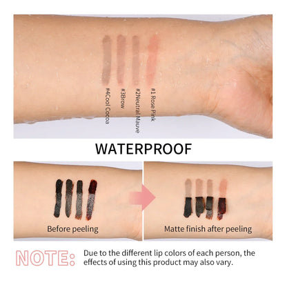 Waterproof Peel-Off Lip Liner & Tattoo Lip Gloss – Long-Lasting Matte Lip Tint & Brown Contour Lip Stain