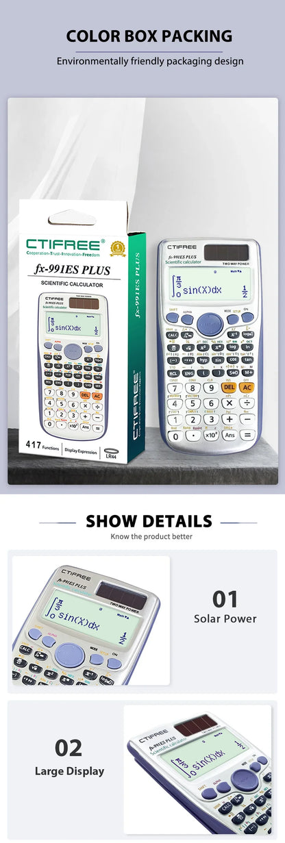 FX-991ES PLUS Scientific Calculator – 417 Functions Original Model for High School & University Students, Coin Battery Office Calculator