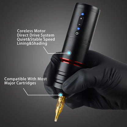 Ambition Ninja Pro Wireless Tattoo Machine – Portable Rotary Pen with 2400mAh Battery & Coreless Motor for Artists