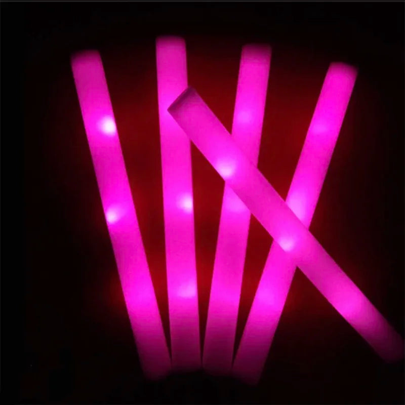 60Pcs RGB LED Glow Sticks – Colorful Foam Cheer Tubes for Dark Light, Birthday, Wedding, and Party Supplies