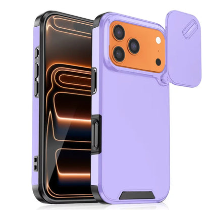 Slide Camera Protector — Shockproof Armor Matte iPhone Case (Fits 11/12/13/14/15/16/17 • Pro/Max/Plus/16e/17 Air)