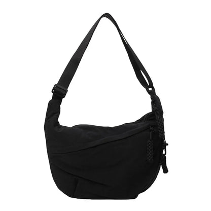 Women’s Casual Canvas Crossbody Bag – Large Capacity Lightweight  Hobo Shoulder Bag Solid Color Dumpling Bag