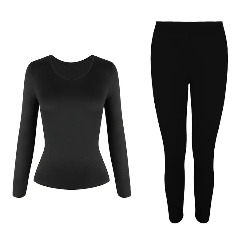 Women's Thermal Underwear Set - Fleece-Lined Long Johns Base Layer Top and Bottom, 2 Piece Set