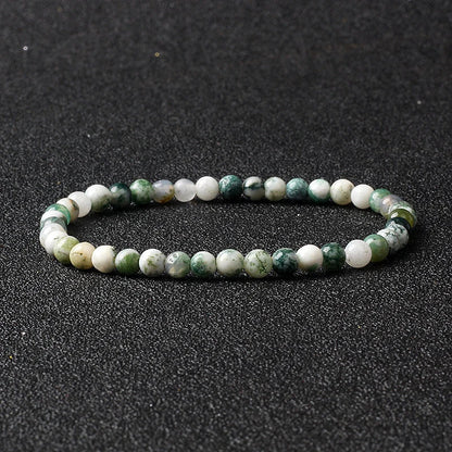4mm Natural Stone Bead Stretch Bracelet for Men & Women – Agate Lava Handmade Reiki Crystal Jewelry