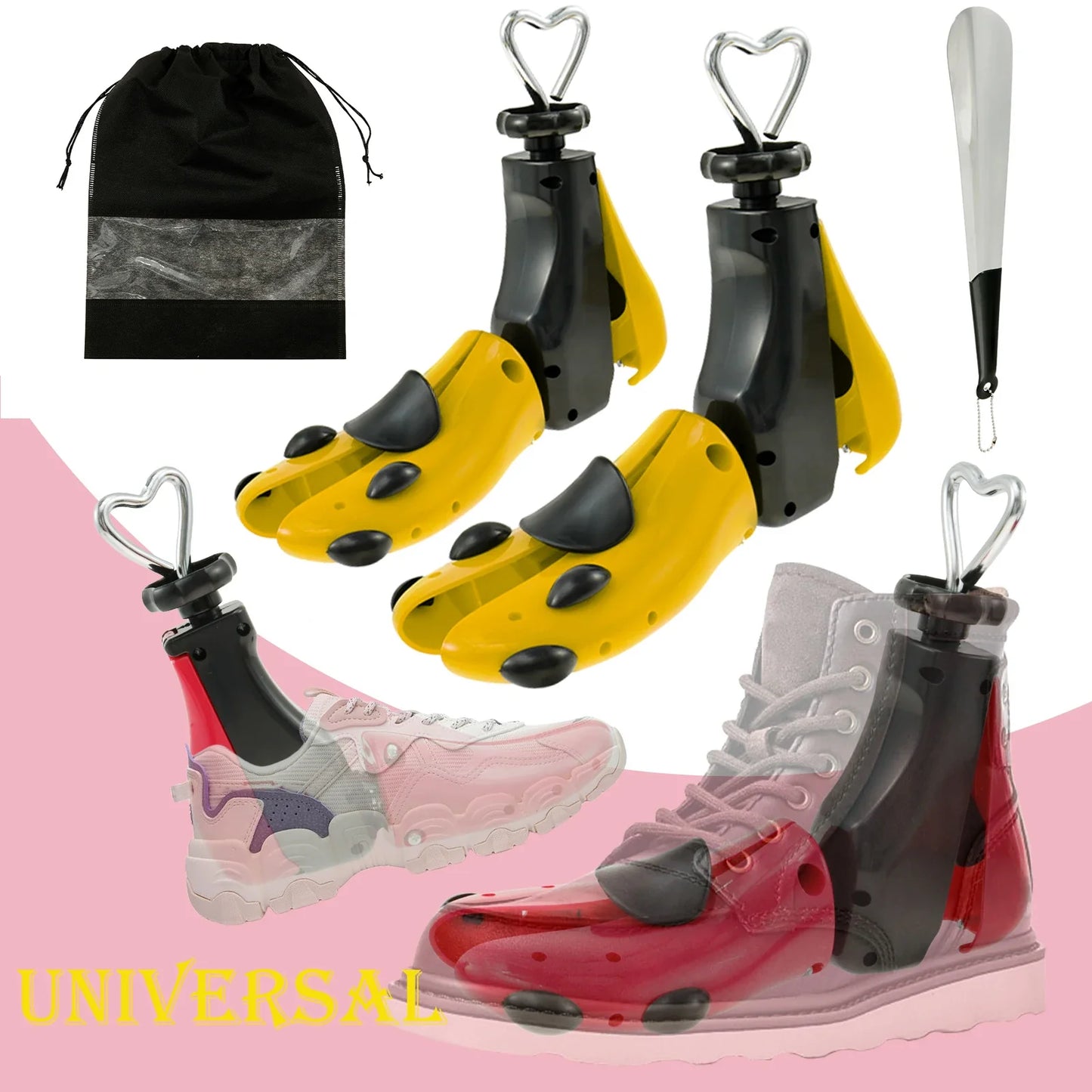 1/2 PCS Universal Adjustable Shoe Stretcher – Boot & Sneaker Widener with Steel Shaft for Men and Women