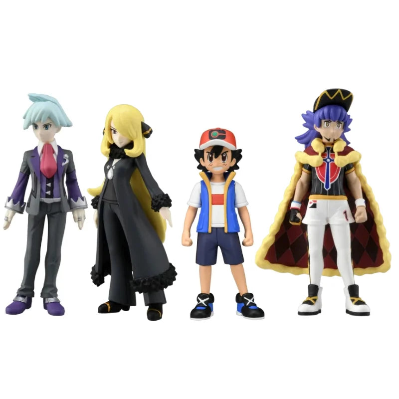 TOMY Pokémon Trainer Anime Figure Collection – Ash Ketchum, Leon, Cynthia & Steven Stone Kids Gift Toy