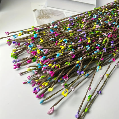 27/47pcs Easter & Spring Artificial Berry Stems with Flowers – DIY Wreath, Bunny Ears & Centerpiece Decorations
