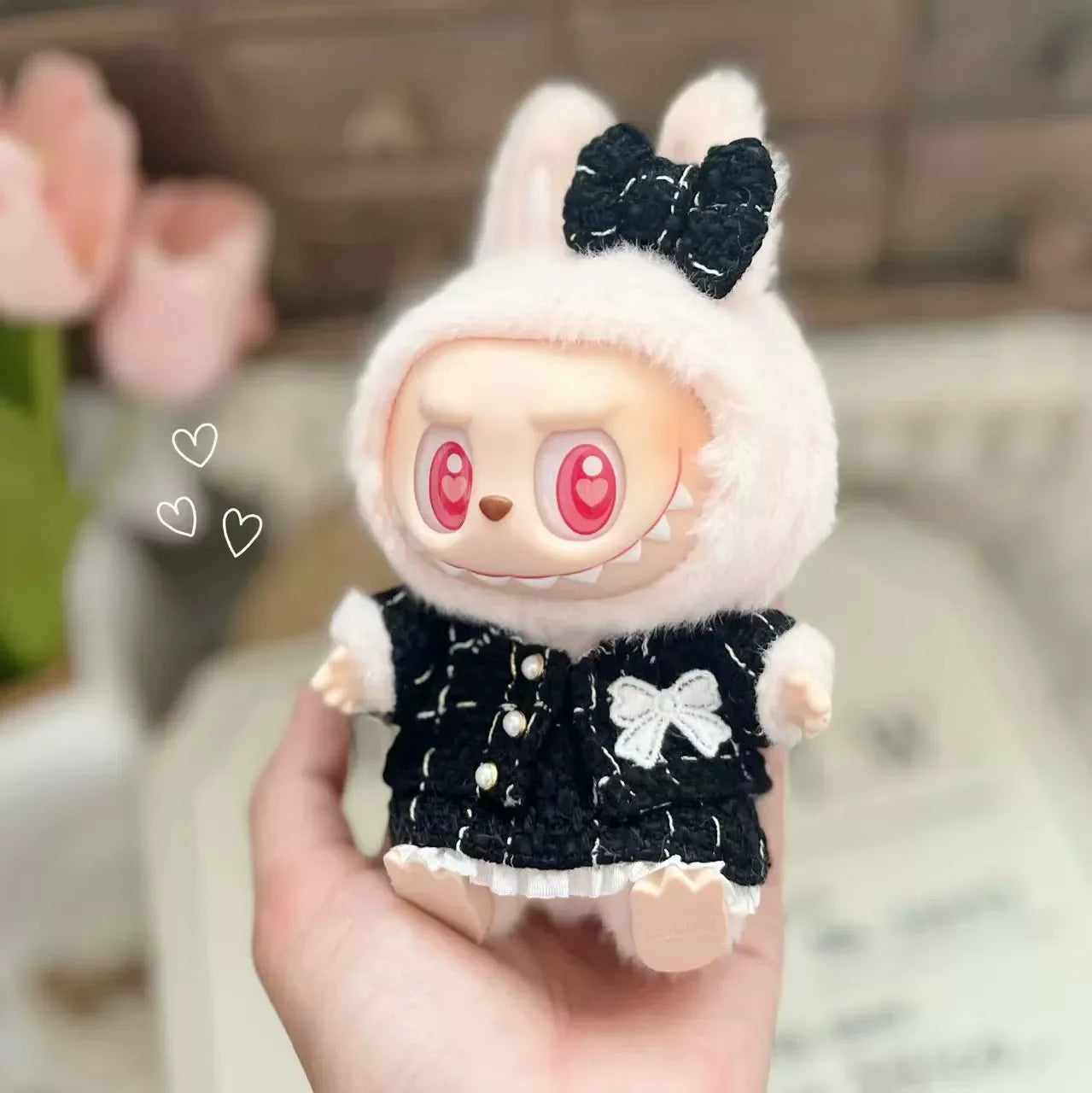 Cute Labubu Doll Outfit Set – Classic Dress for 17cm V2 Mini Dolls, Clothing Accessories for Kids Gift