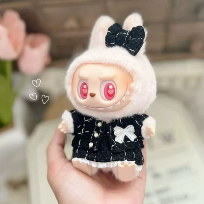 Cute Labubu Doll Outfit Set – Classic Dress for 17cm V2 Mini Dolls, Clothing Accessories for Kids Gift