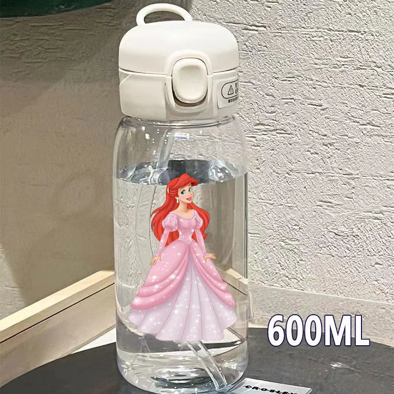 600/400ML Mermaid Princess Water Cup – Portable Transparent Plastic Sport Bottle for Kids