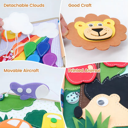 Montessori Busy Book for Kids – Color, Shape & Animal Cognition, Early Education Giraffe Quiet Book, Fine Motor Skills Toy