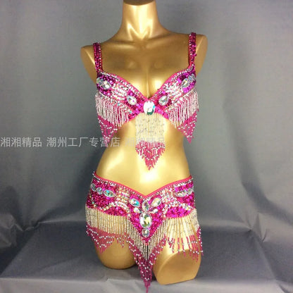 Sexy Girl Belly Dance Costume Set – Bra & Belt Set in 10 Colors for Ladies Bellydancing