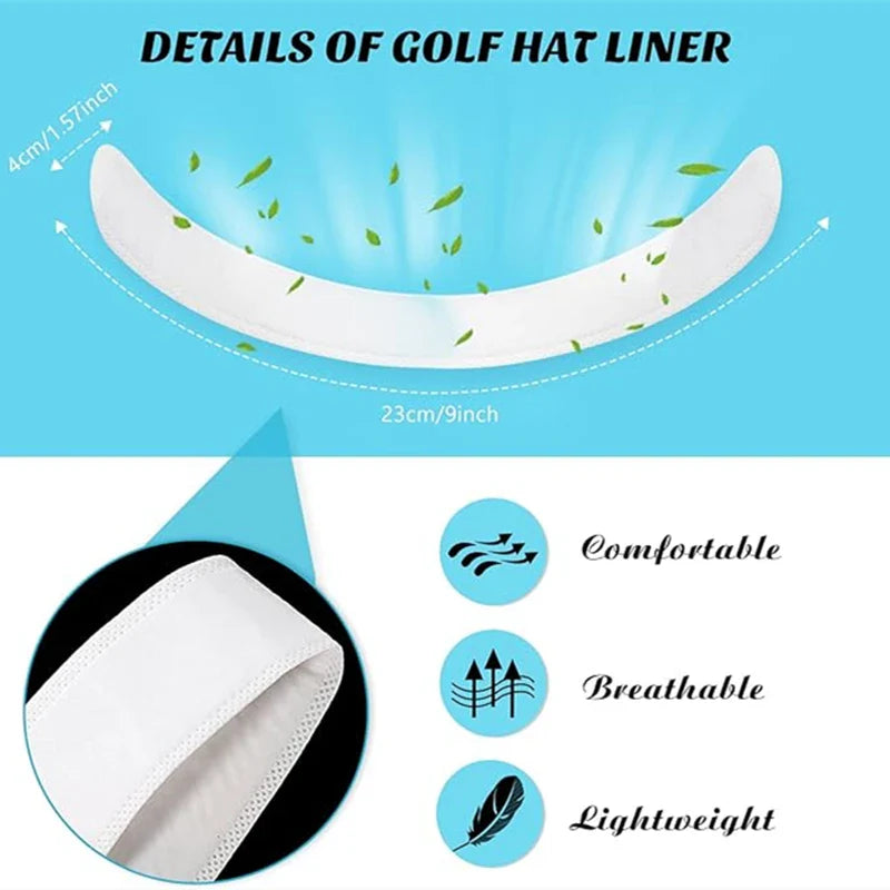 50-10PCS Hat Sweat Absorber Stickers – Summer Cap Liner Bands, Adhesive Sweatband Strips for Visor Hats