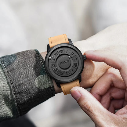 DOM Trend Concept Men's Watch: Creative Scrolling Pointer Design with Magnetic Force - Fashionable & Waterproof Timepiece for Men