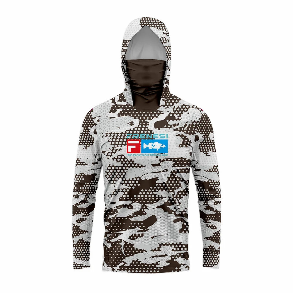 Men's Fishing Shirt with Sun Protection – All in One Hoodie Mask, UPF 50+ T-Shirt for Hunting, Camping & Angling