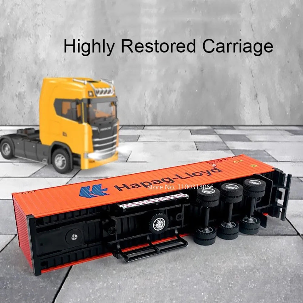 1:50 Diecast Transport Truck Model — Alloy Container Trailer with Doors, Light & Sound, Miniature Toy Gift for Kids