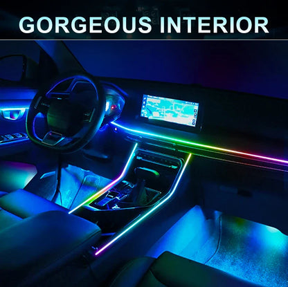6/10/14/18-in-1 LED Car Ambient Lights – RGB 213 64-Color Acrylic Strips, Rainbow Symphony Streamer Interior Atmosphere Lamp Kit