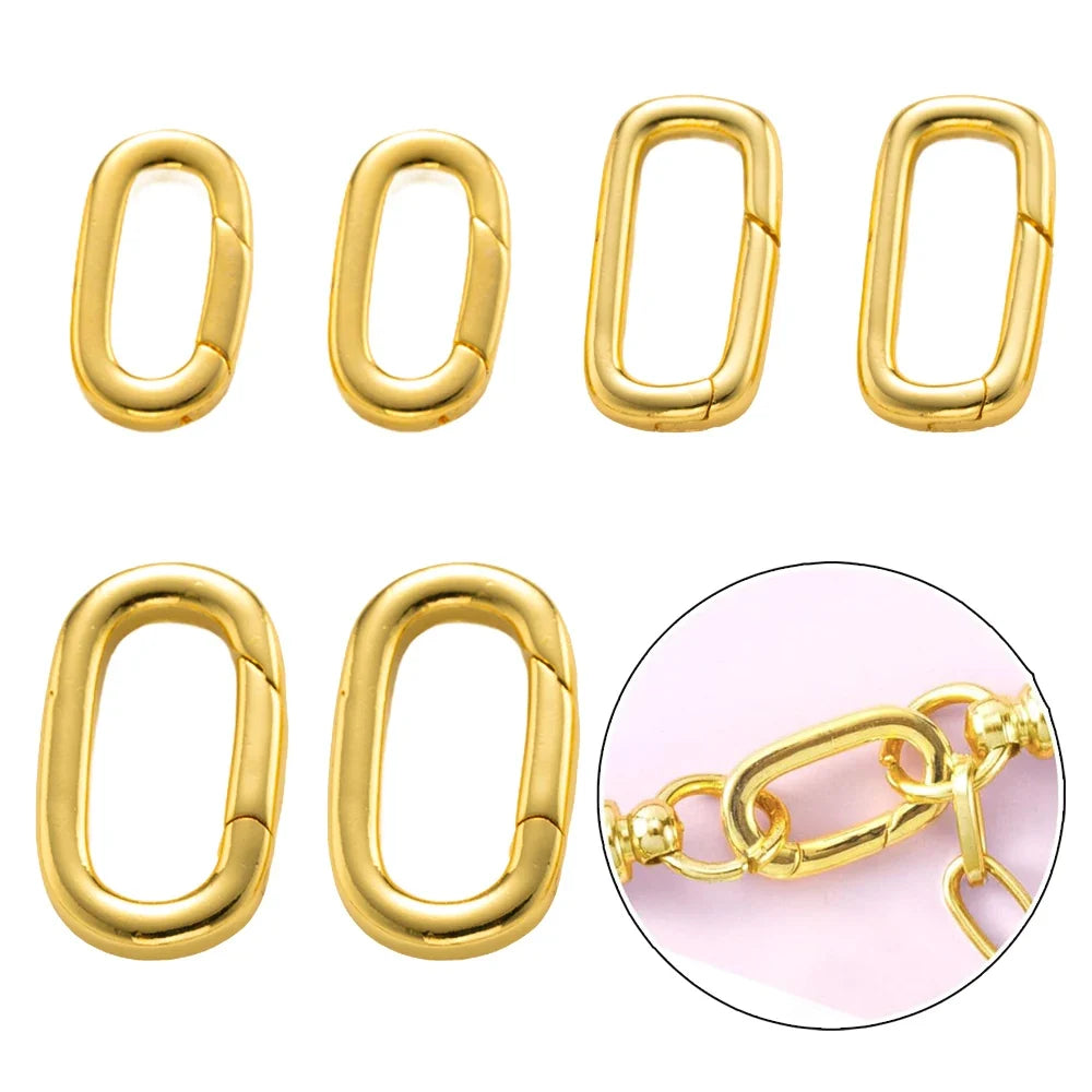 2PCS Gold Filled Oval Clasp - 14K/18K Spring Connector Carabiner for DIY Jewelry Necklace & Bracelet Making