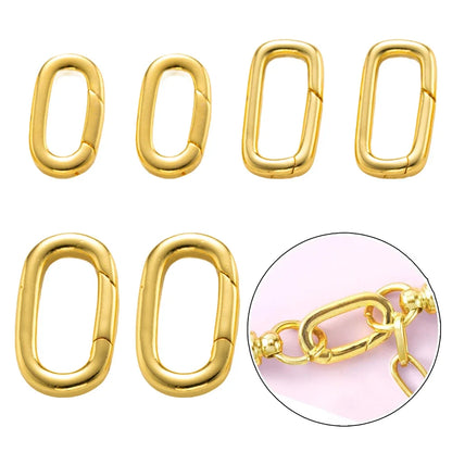 2PCS Gold Filled Oval Clasp - 14K/18K Spring Connector Carabiner for DIY Jewelry Necklace & Bracelet Making