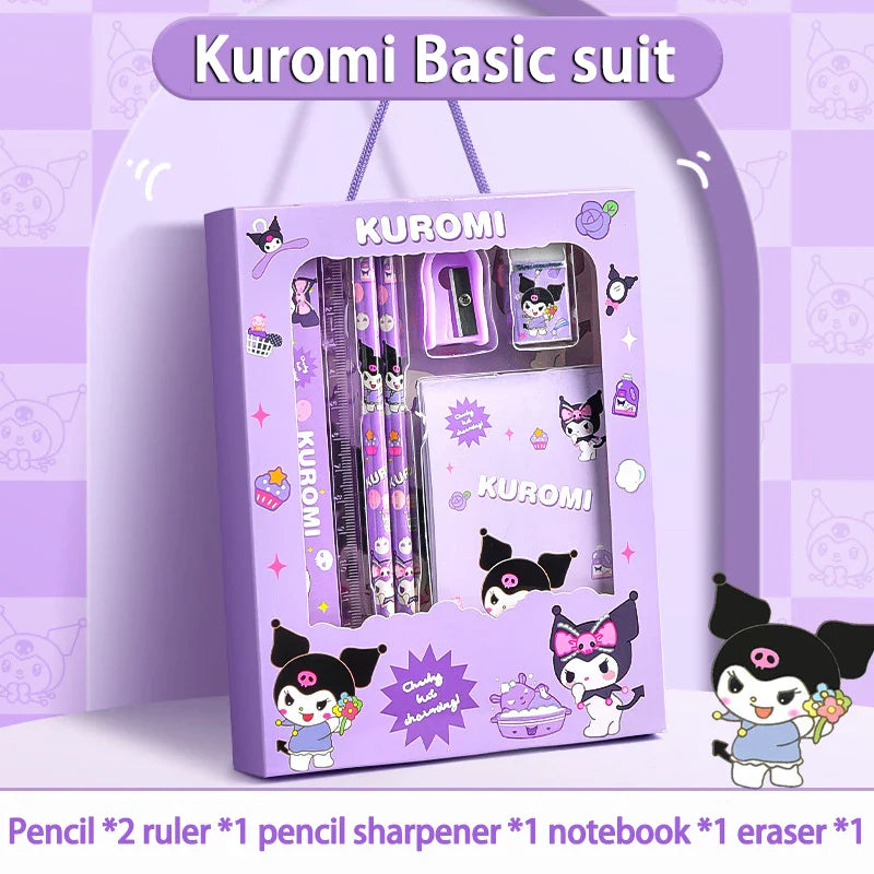 Sanrio Learning Stationery Set – Kuromi, Melody & Cinnamoroll Cartoon Pencil and Eraser Gift Box for Kids
